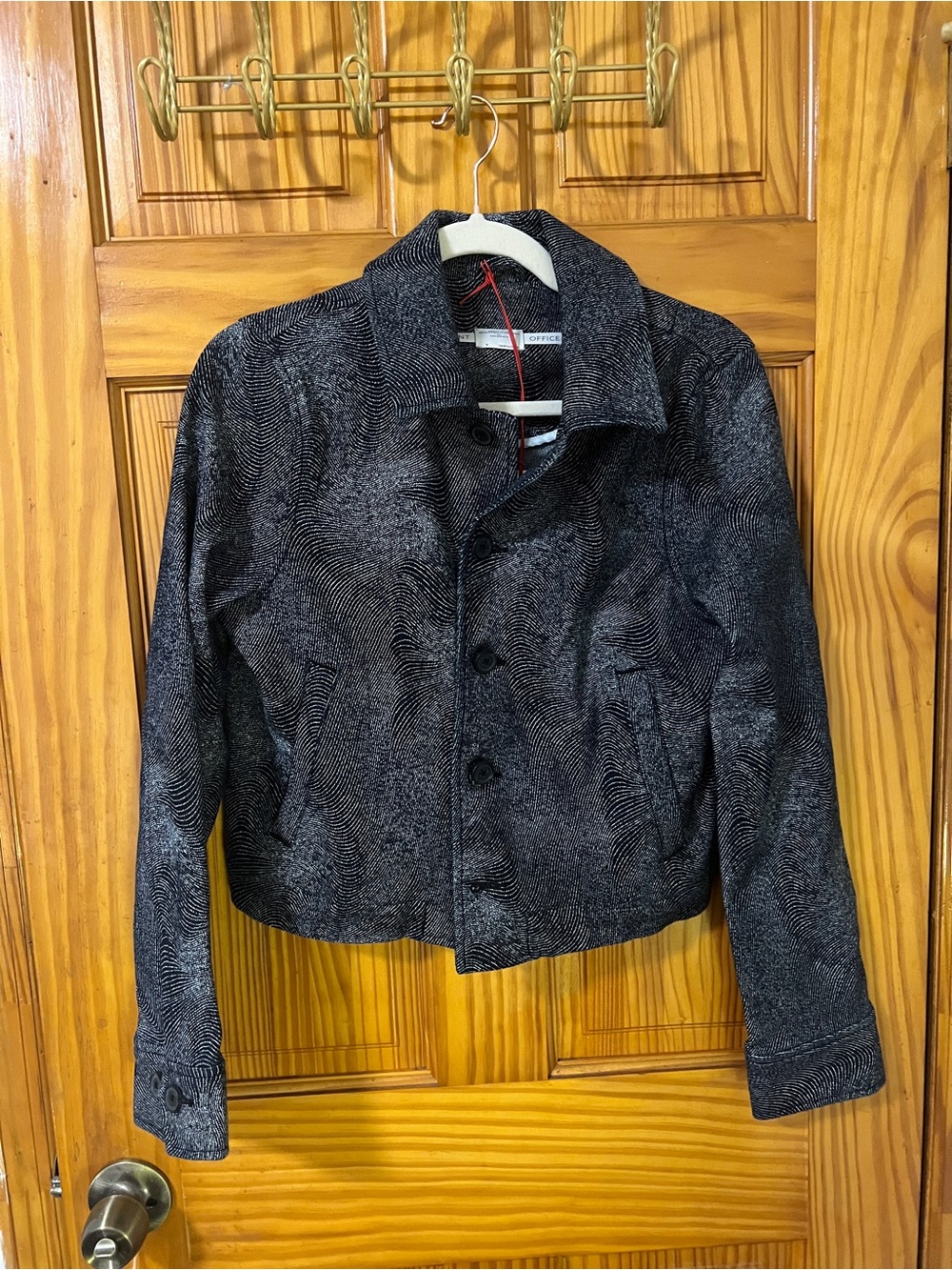 Women’s Black Patterned Jean Jacket - Contemporary Button-Front